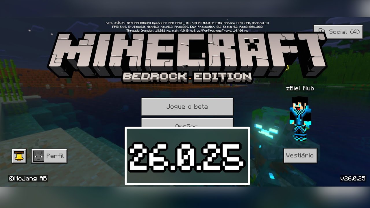 MINECRAFT PE 26.0.25 | ÚLTIMA ATUALIZAÇÃO BETA DO ANO COM CORREÇÕES E MAIS !!
