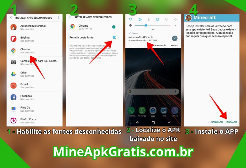 Ativar fontes desconhecidas instalar minecraft
